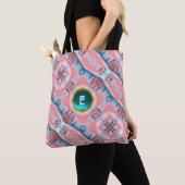 AVALON, ABSTRAKT PINK AQUA BLUE GEM MONOGRAMM TASCHE (Von Nahem)