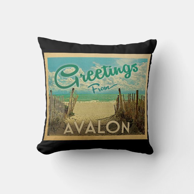 Avalon Beach Vintage Travel Kissen (Vorderseite)