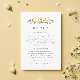 Avalon Butter Gelbe Blütenhochzeit Details Begleitkarte