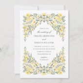 Avalon Butter Yellow Floral QR Code Hochzeit Einladung (Vorderseite)