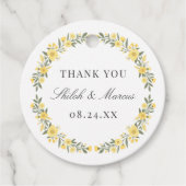 Avalon Butter Yellow Floral Wreath Wedding Geschenkanhänger (Vorderseite)