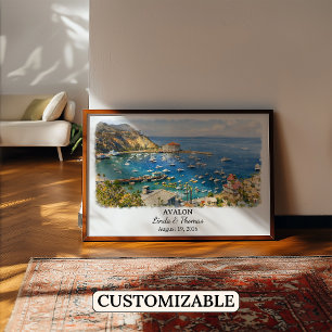 Avalon Kalifornien Poster, Aquarell, Maßgeschneide Poster
