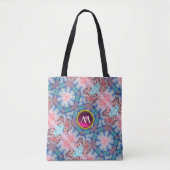 AVALON MAGIC ABSTRAKT AQUA BLUE PINK GEM MONOGRAMM TASCHE (Vorderseite)