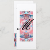 AVALON Monogramm 2, rosa, lila metallisches CHAMPA Einladung (Vorne/Hinten)