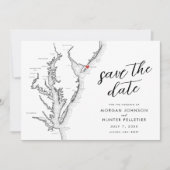 Avalon New Jersey Map Modern Wedding Save The Date (Vorderseite)
