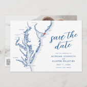 Avalon New Jersey Map Modern Wedding Save The Date (Vorne/Hinten)