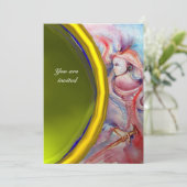 AVALON Pink Blue Yellow Gemstone Fantasy Einladung (Stehend Vorderseite)