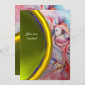 AVALON Pink Blue Yellow Gemstone Fantasy Einladung (Vorne/Hinten)