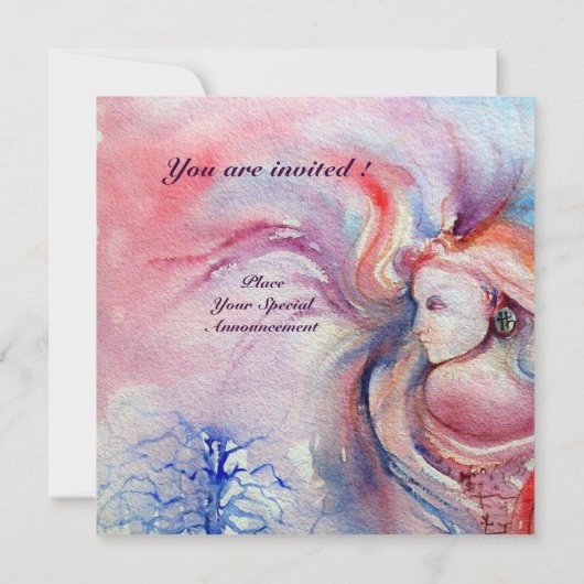 AVALON, sanft rosa, lila blau Einladung (Rückseite)