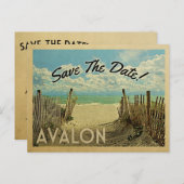 Avalon Save the Date Vintag Beach Nautical Ankündigungspostkarte (Vorne/Hinten)