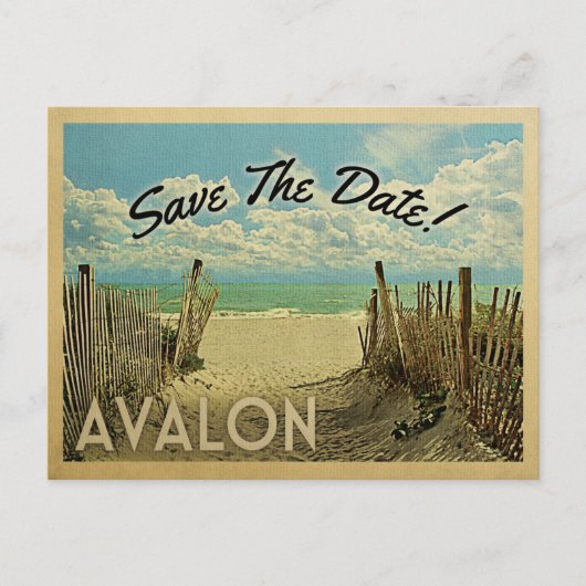 Avalon Save the Date Vintag Beach Nautical Ankündigungspostkarte (Vorderseite)