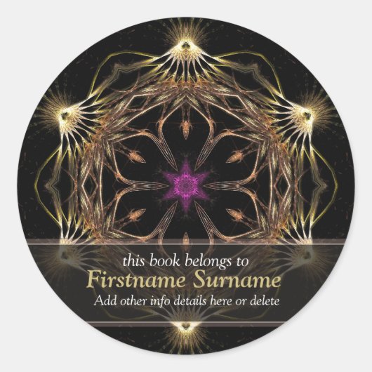 Avanaza Golden Blume Buchzeichen Sticker (Vorderseite)