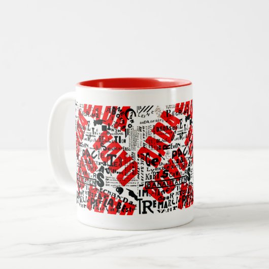 AVANT GARDE 1922 DADA ART TEXT DESIGN ZWEIFARBIGE TASSE (Vorderseite Links)