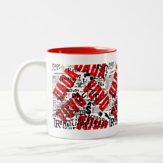 AVANT GARDE 1922 DADA ART TEXT DESIGN ZWEIFARBIGE TASSE (Links)