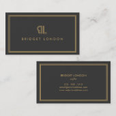 AVANT GARDE ART DECO LOGO mit IHREM INITIALS GRAU Visitenkarte (Vorne/Hinten)