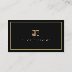 AVANT GARDE ART DECO LOGO MIT IHREN INITIALEN SCHW VISITENKARTE