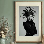Avant-Garde-Elegance: Monochrome-Hat-Mode Poster