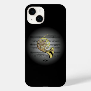 Avant Garde French Horn auf Globe mit Notenmusik Case-Mate iPhone 14 Hülle