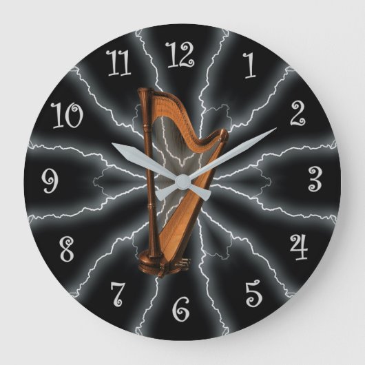 Avant-Garde, Harfenbeleuchtung 01 B, schwarz/silbe Große Wanduhr (Vorderseite)