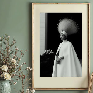 Avant-Garde-Kaiserin: Weiße und schwarze Couture Poster