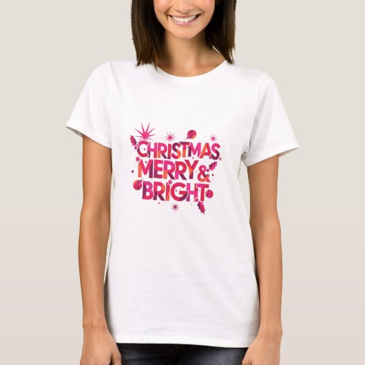 Avant-Garde Merry Bright Abstract Christmas T-Shir T-Shirt (Vorderseite)