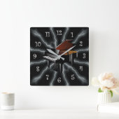 Avant-Garde, Piano Lighting 01 B, Black & Silver Quadratische Wanduhr (Zuhause)