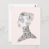 Avant Garde Pink Blütenmädchen Postkarte (Vorne/Hinten)