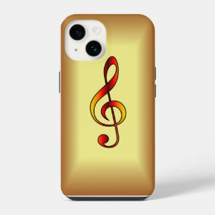 Avant Garde, Rot, Gold G-Schlüssel auf goldenem Hi iPhone 14 Hülle