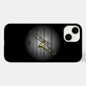 Avant Garde Trombone auf Globe mit Notenmusik Case-Mate iPhone Hülle (Rückseite (Horizontal))