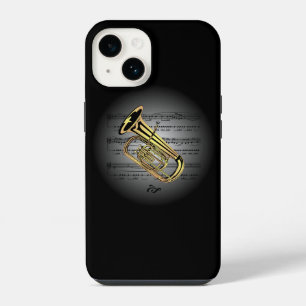 Avant Garde ~ Tuba auf Globus mit Notenblatt ~ iPhone 14 Hülle