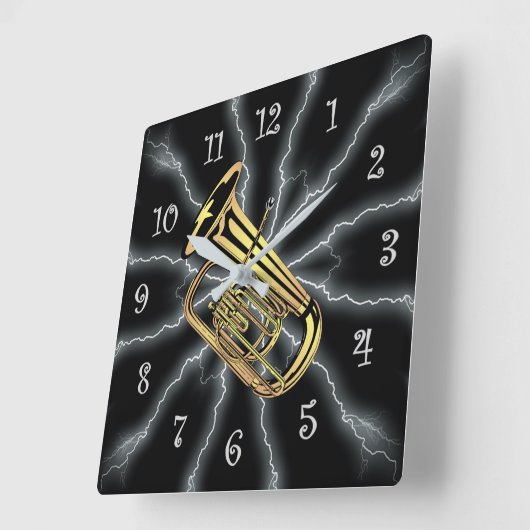 Avant-Garde ~ Tuba Lighting 01 B ~ Black/Silver~ Quadratische Wanduhr (Winkel)