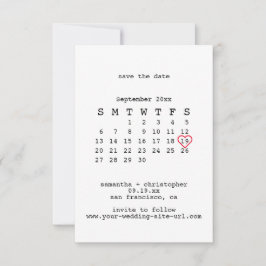 Avant-Garde White Minimalistisch Calender Wedding Save The Date