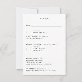 Avant-Garde White Minimalistisch Simple Wedding RSVP Karte