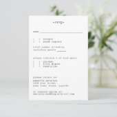 Avant-Garde White Minimalistisch Simple Wedding RSVP Karte (Stehend Vorderseite)