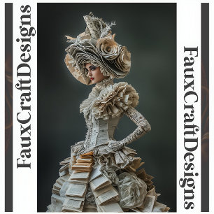 AvantGarde Couture Buch Seite Kleid Decoupage L 12 Seidenpapier