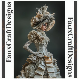 AvantGarde Couture Buch Seite Kleid Découpage R 12 Seidenpapier