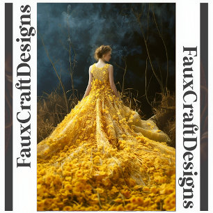 Avantgarde Gelbe Blume Kleid Righ Decoupage 124 Seidenpapier