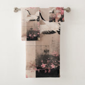 Avantgarde-Sakura- und Kranichharmonie Badhandtuch Set (Insitu)