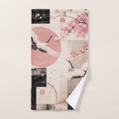 Avantgarde-Sakura- und Kranichharmonie Badhandtuch Set (Handtuch)