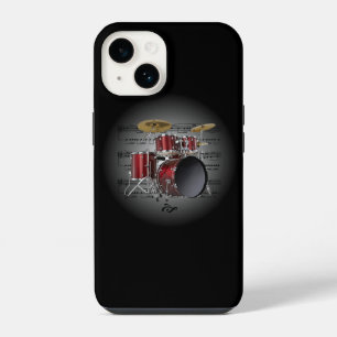 Avantgarde, Schlagzeug auf Globus mit Notenblatt ~ iPhone 14 Hülle