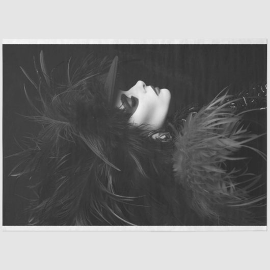 Avantgardistische Schwarz-Weiß-Mode-Dekoupage Seidenpapier (Vorderseite)