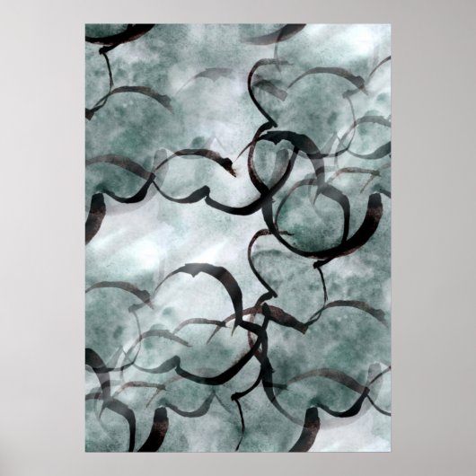 Avantgardistische, schwarze Handfarbe Poster (Vorne)
