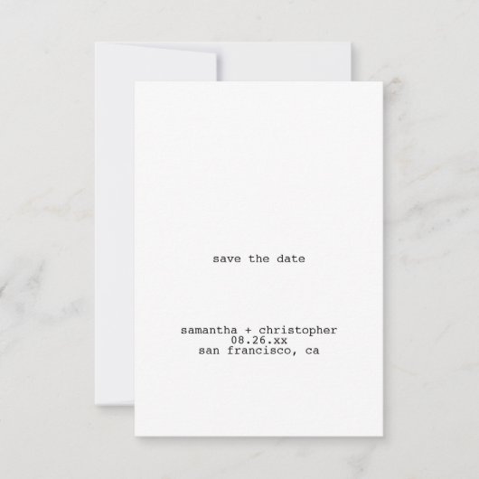 Avantgardistisches Minimalistisches Foto auf der R Save The Date (Vorderseite)