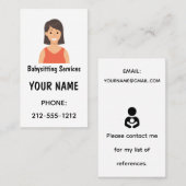 Avatar Cartoon Babysitting Services Business Cards Visitenkarte (Vorne/Hinten)