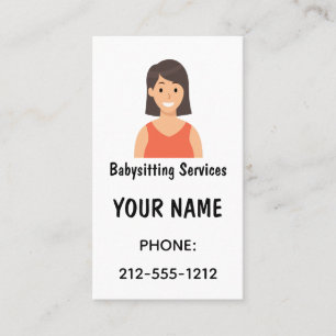 Avatar Cartoon Babysitting Services Business Cards Visitenkarte