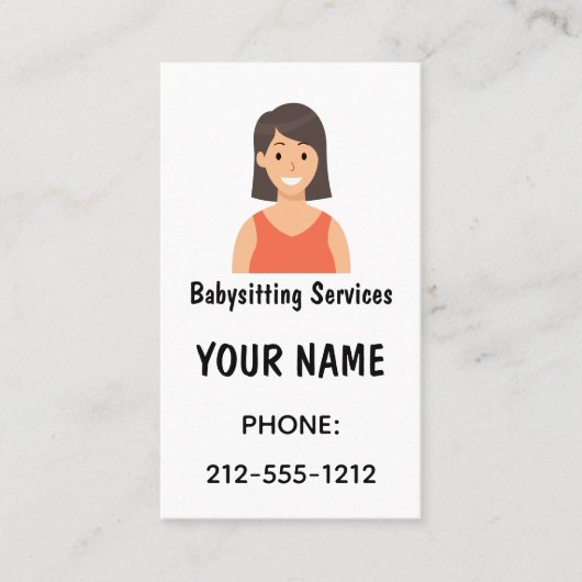 Avatar Cartoon Babysitting Services Business Cards Visitenkarte (Vorderseite)