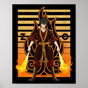 Avatar Der Letzte Luftbender Zuko mit Flammen Graf Poster