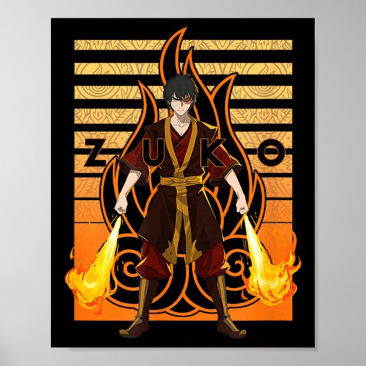 Avatar Der Letzte Luftbender Zuko mit Flammen Graf Poster (Vorne)