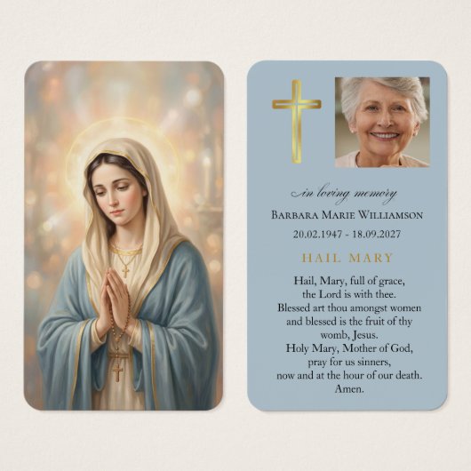 Ave Maria Blaue Funeral-Gebetskarte (Vorne & Hinten)
