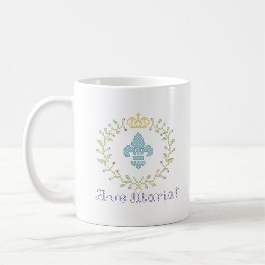 Ave Maria Cross Stitch Look American Tasse w/logo (Links)